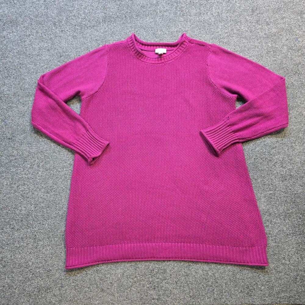 Logo Lori Goldstein Sweater Womens Medium Pink Knit Long Sleeve Chunky Knit